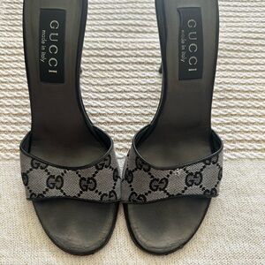Gucci Monogram Black and Gray Heels
